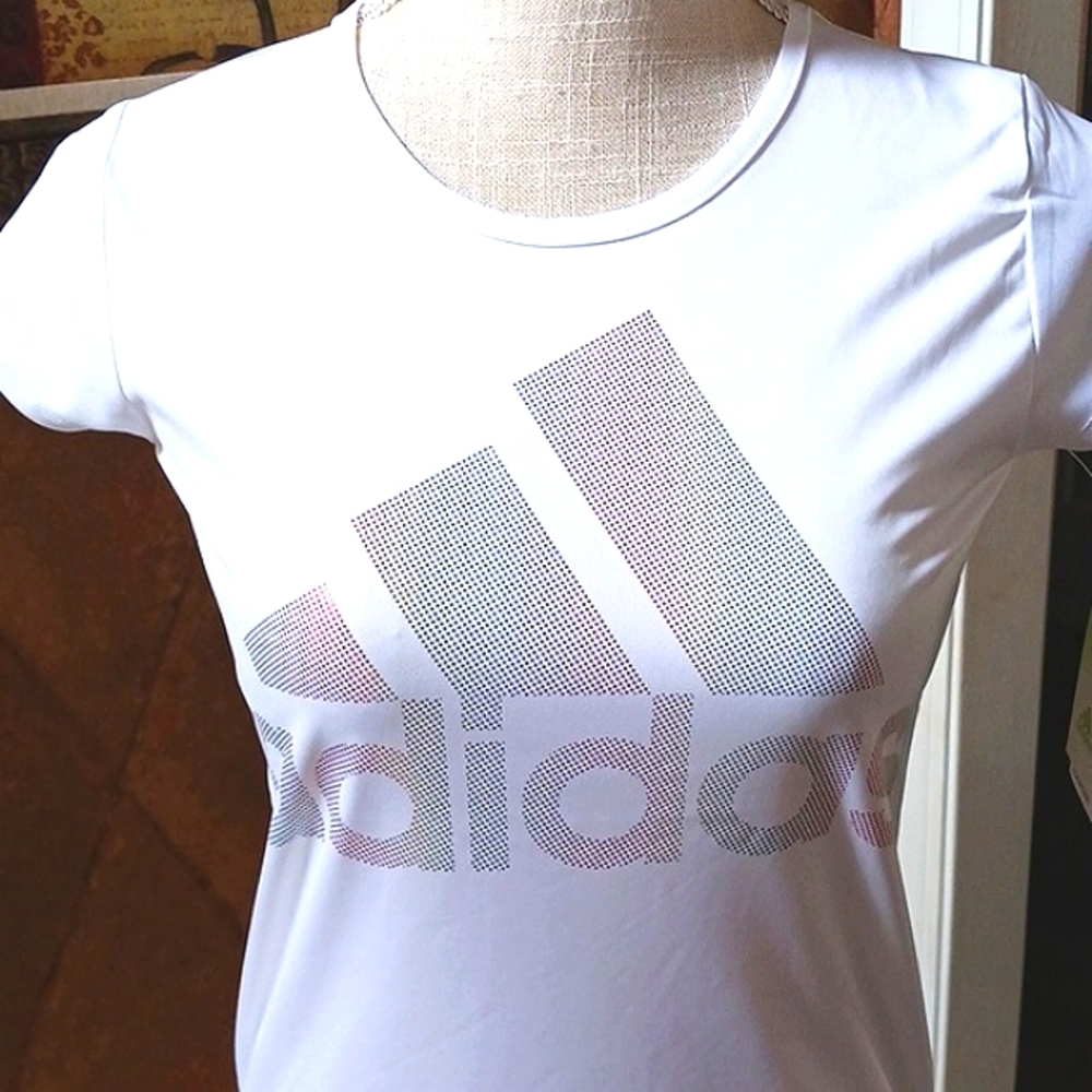 ADIDAS Girl's Rainbow Foil Shortsleeve T-Shirt Size M (10/12)